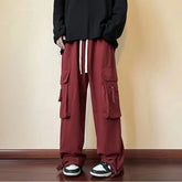 Hearujoy Y2K Red Cargo Pants for Men Harajuku Black Trousers Male Streetwear Hip Hop Pocket Loose Casual American Safari Style